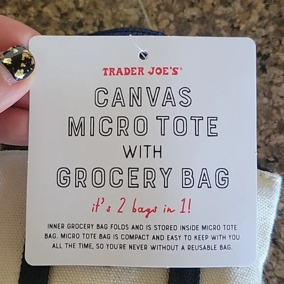 Trader Joe's Micro Tote With Grocery Bag - Picture 4 of 5